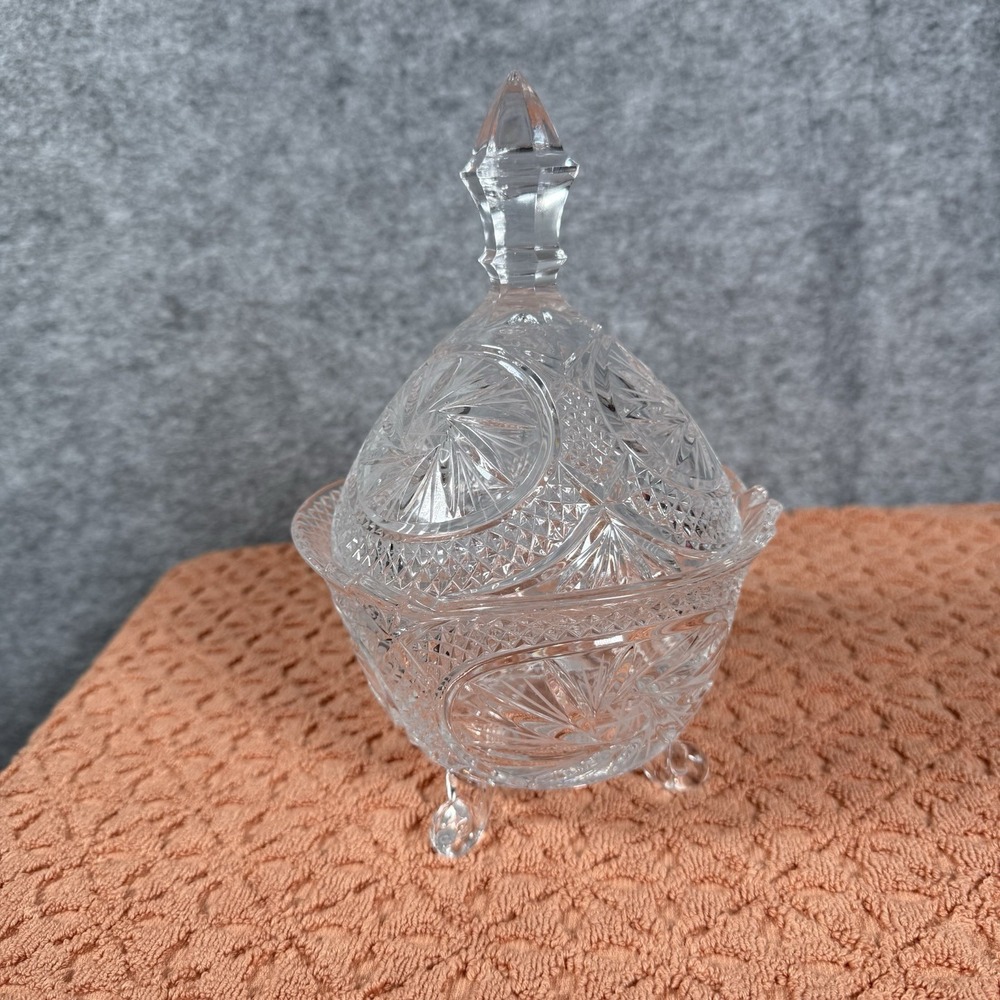 Unbranded Candy Dish Home OS Pinwheel Lead Crystal Clear Pattern